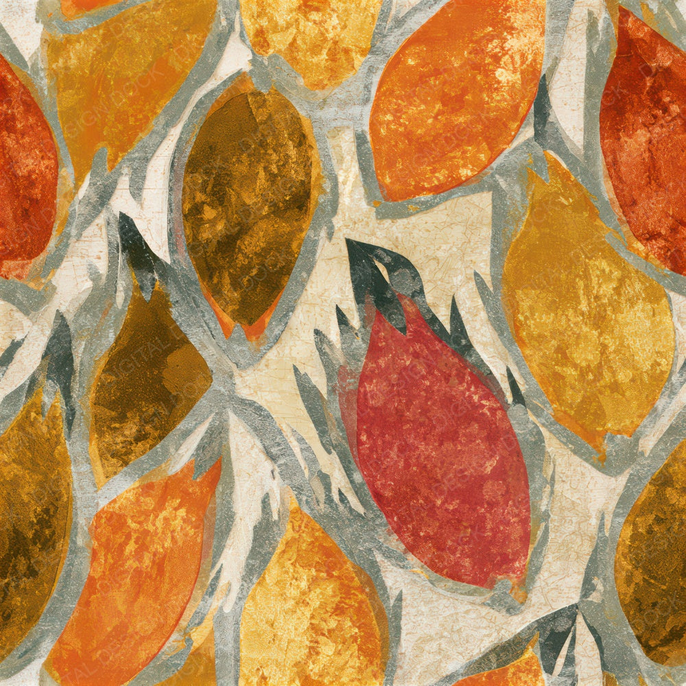 Indian Block Print Dragon Fruit Caramel Seamless Digital Paper Pack (DDD013672)