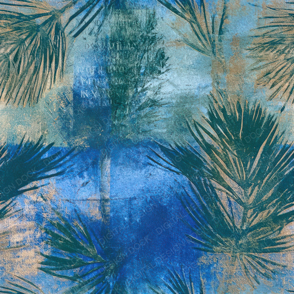 Monoprint Horsetail Azure Bone Seamless Digital Paper Pack (DDD013676)