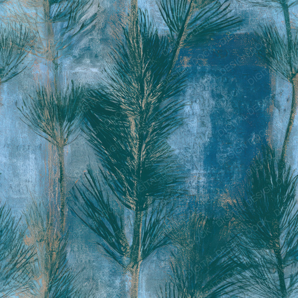 Monoprint Horsetail Azure Bone Seamless Digital Paper Pack (DDD013676)