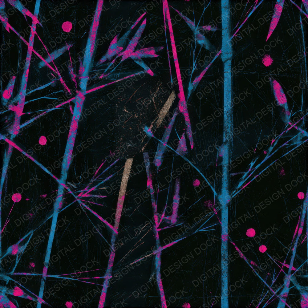 Scratchboard Bamboo Pink Cyan Seamless Digital Paper Pack (DDD013677)