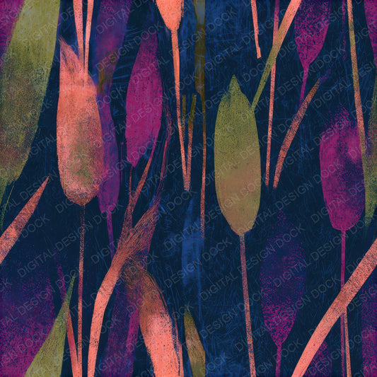 Scratchboard Bulrushes Neon Magenta Seamless Digital Paper Pack (DDD013678)