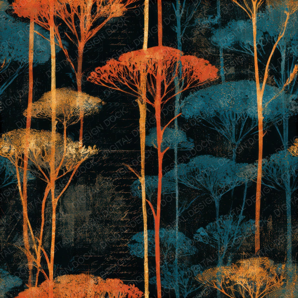 Scratchboard Yarrow Tangerine Turquoise Seamless Digital Paper Pack (DDD013679)