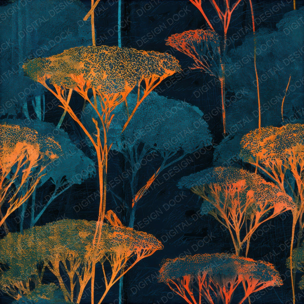 Scratchboard Yarrow Tangerine Turquoise Seamless Digital Paper Pack (DDD013679)