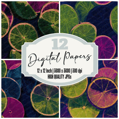 Typographic Citrus Neon Magenta Seamless Digital Paper Pack (DDD013682)