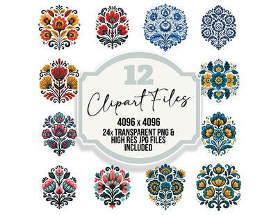 Folk Art Flower Bouquet Clipart Set (DDD013687)