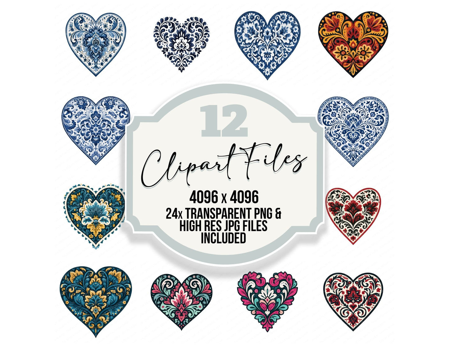 Folk Art Heart Clipart Set (DDD013688)