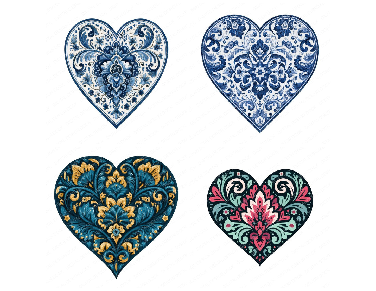 Folk Art Heart Clipart Set (DDD013688)