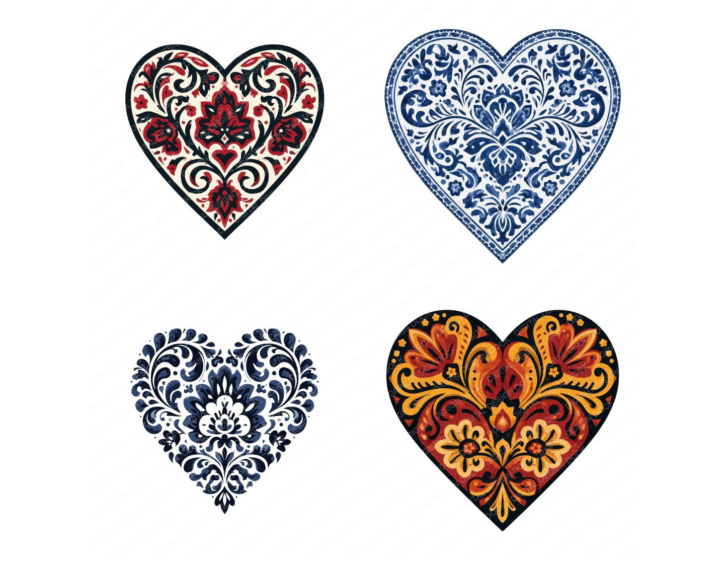 Folk Art Heart Clipart Set (DDD013688)