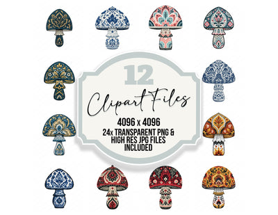 Folk Art Mushroom Clipart Set (DDD013689)