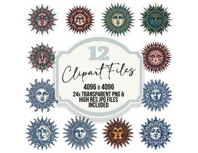Folk Art Sun Clipart Set (DDD013691)