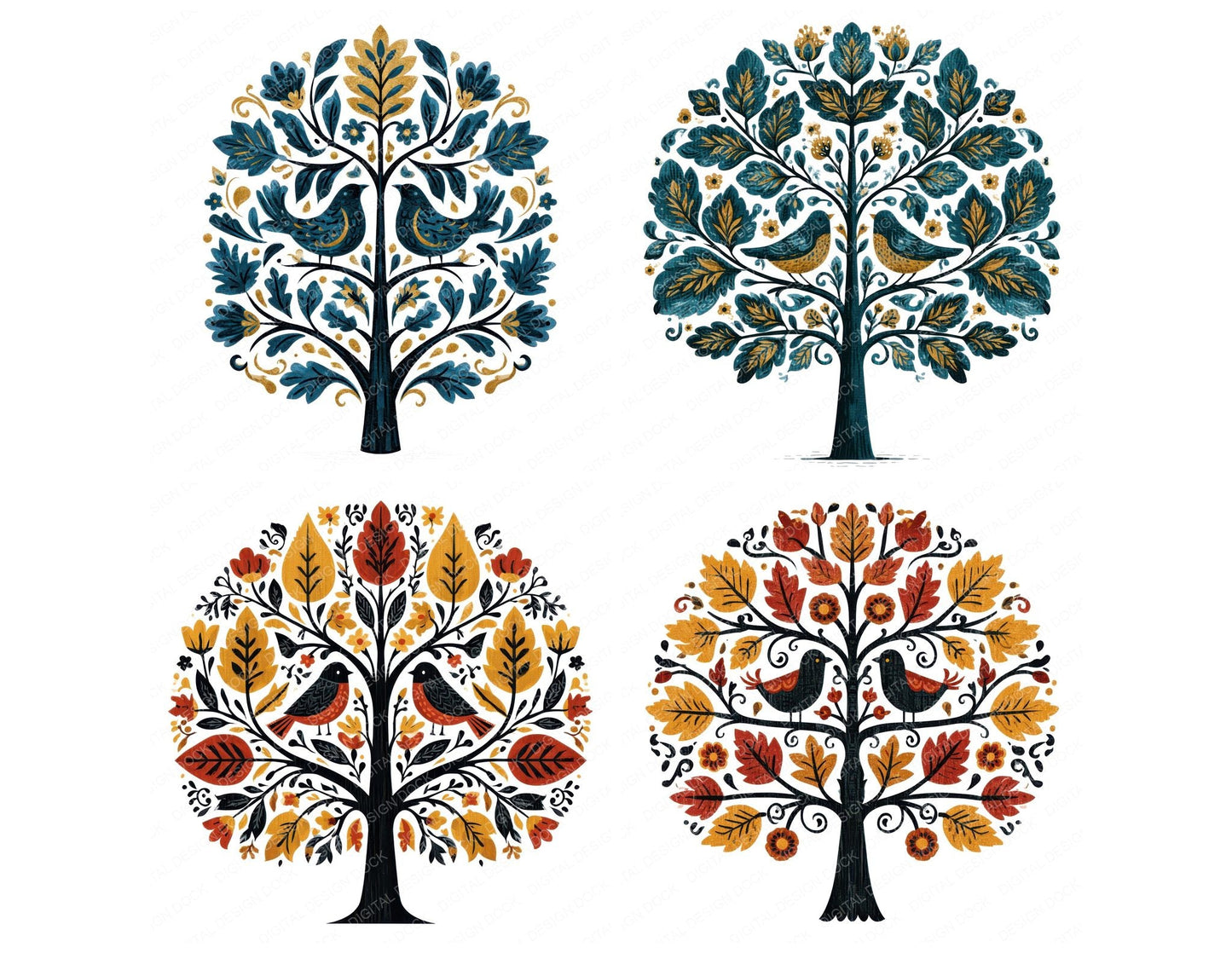 Folk Art Tree of Life Clipart Set (DDD013692)