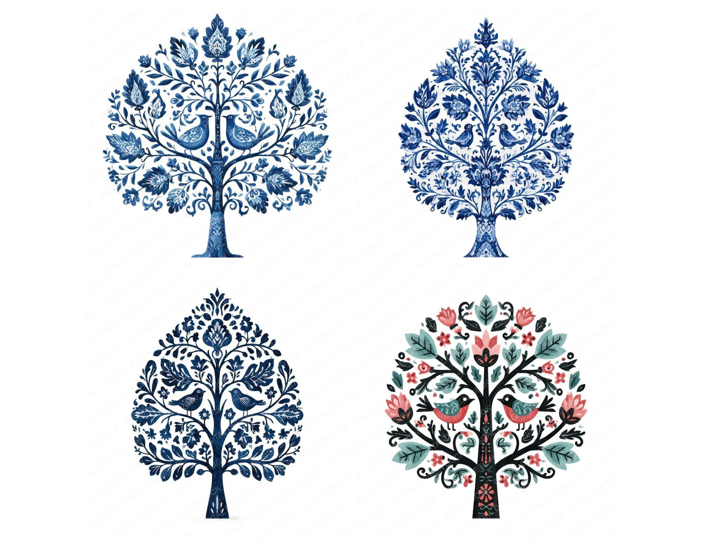 Folk Art Tree of Life Clipart Set (DDD013692)