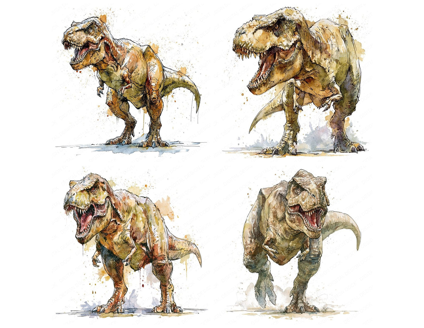 Realistic Tyrannosaurus Rex Clipart Set (DDD013704)