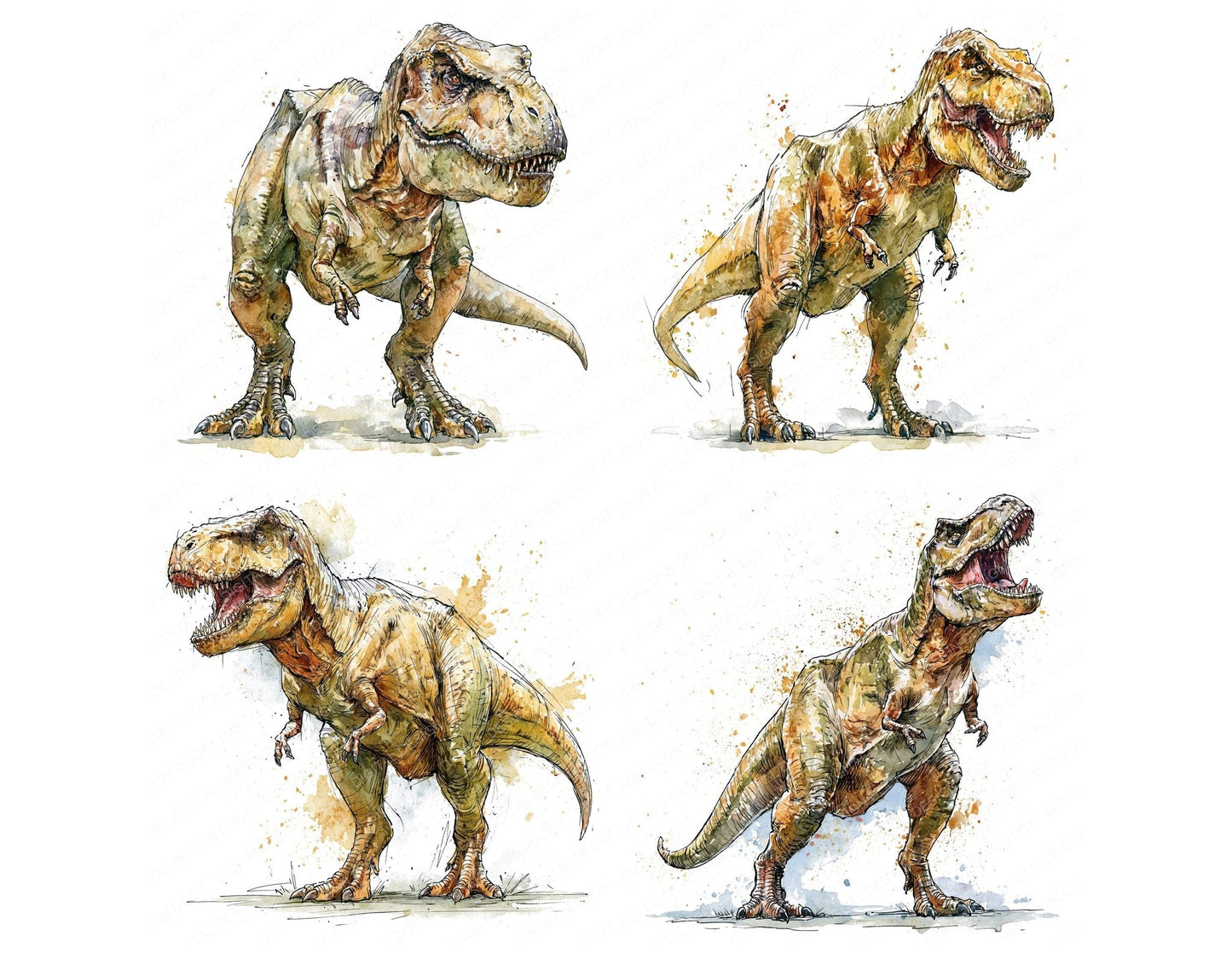 Realistic Tyrannosaurus Rex Clipart Set (DDD013704)