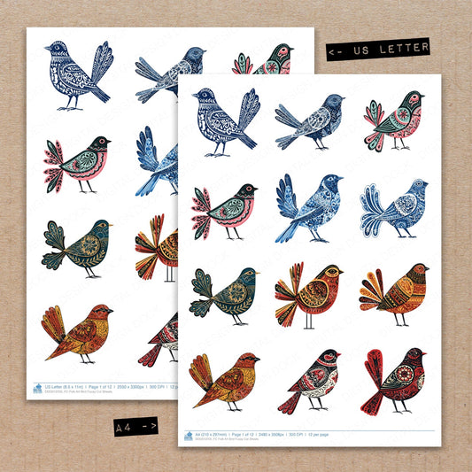 Folk Art Bird Fussy Cut Sheets (DDD013705)