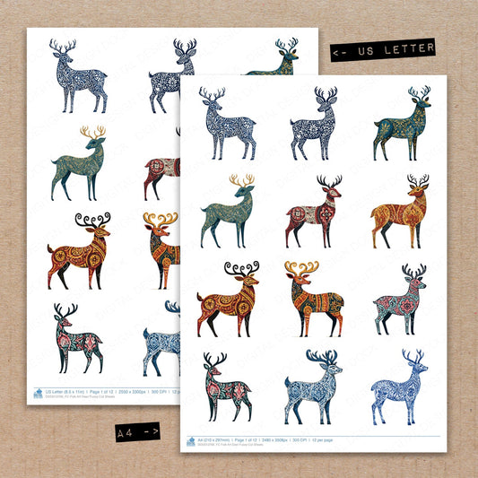 Folk Art Deer Fussy Cut Sheets (DDD013706)