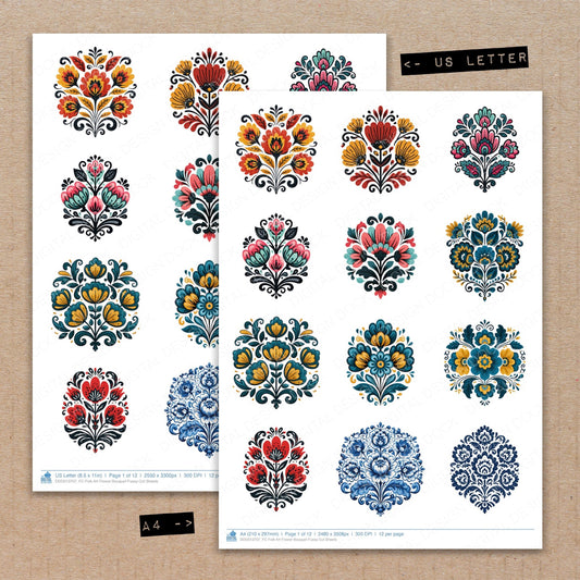 Folk Art Flower Bouquet Fussy Cut Sheets (DDD013707)