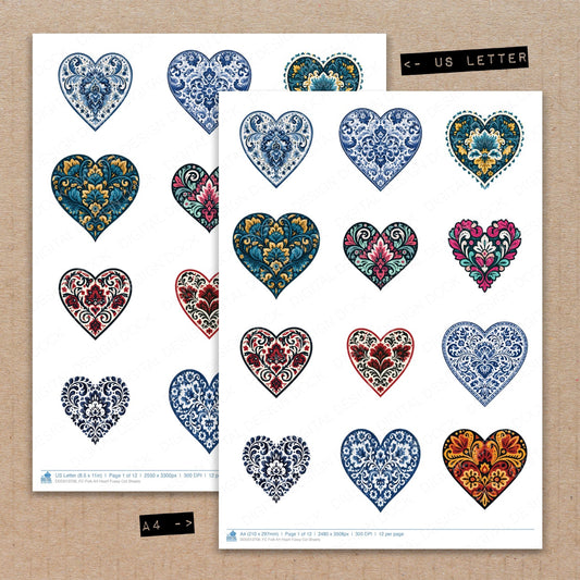 Folk Art Heart Fussy Cut Sheets (DDD013708)