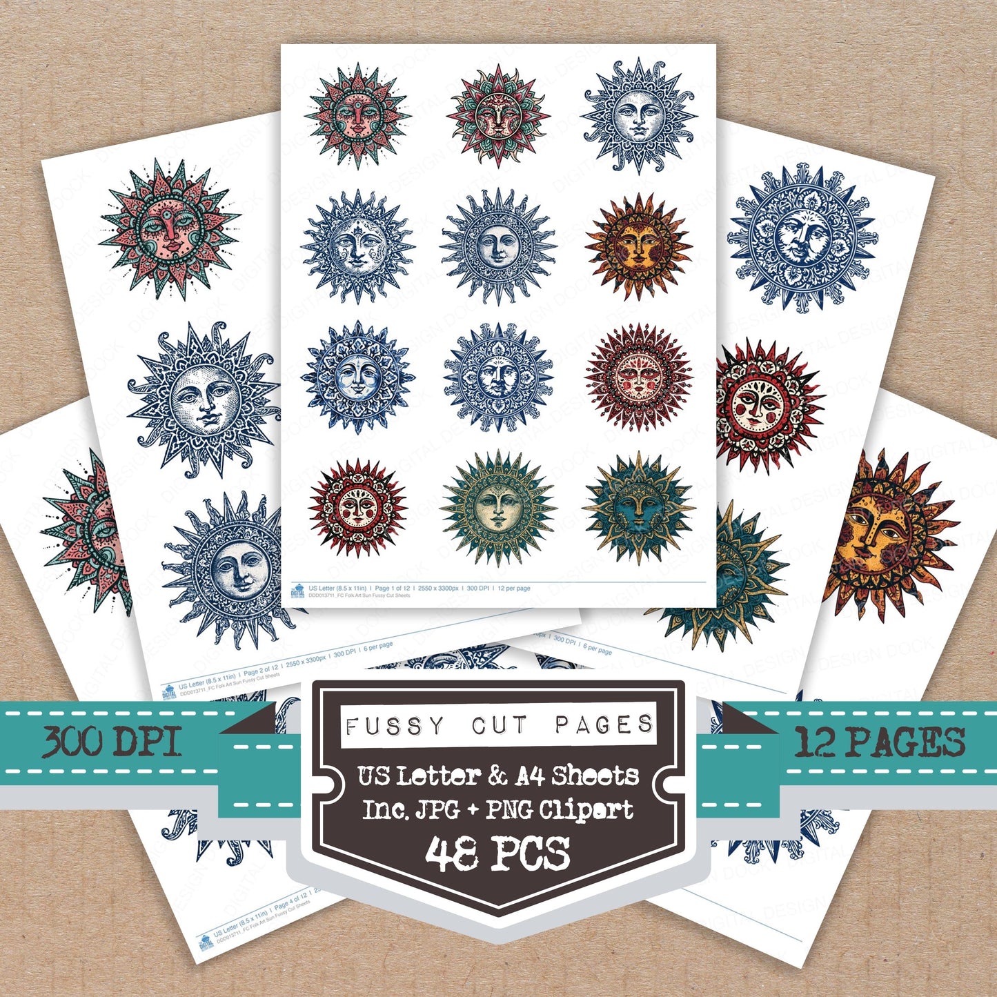 Folk Art Sun Fussy Cut Sheets (DDD013711)