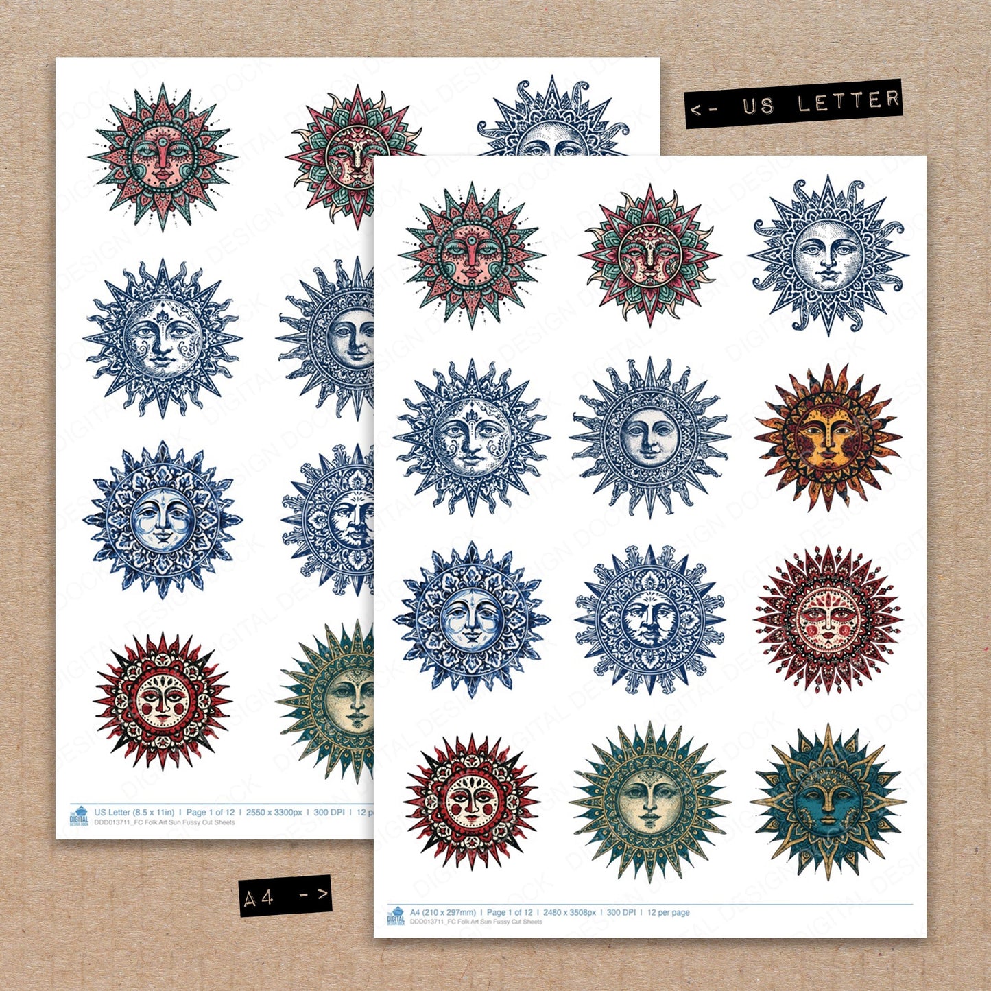 Folk Art Sun Fussy Cut Sheets (DDD013711)