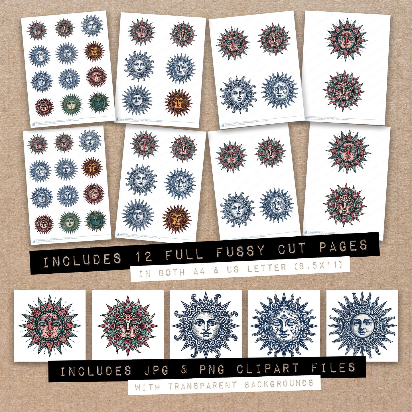 Folk Art Sun Fussy Cut Sheets (DDD013711)