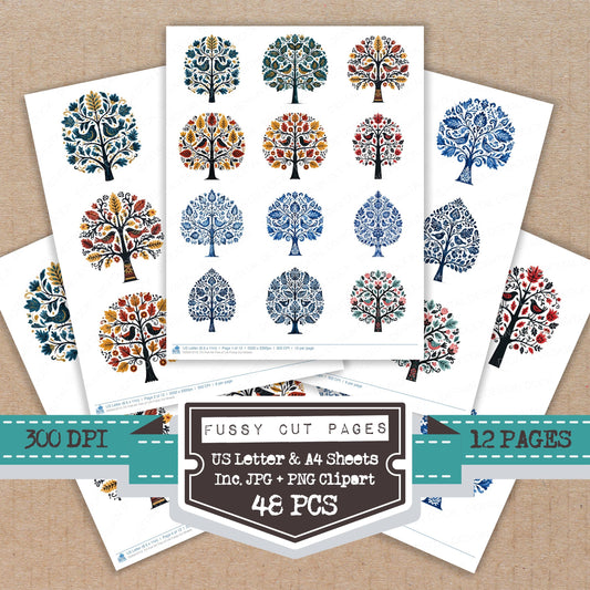 Folk Art Tree of Life Fussy Cut Sheets (DDD013712)