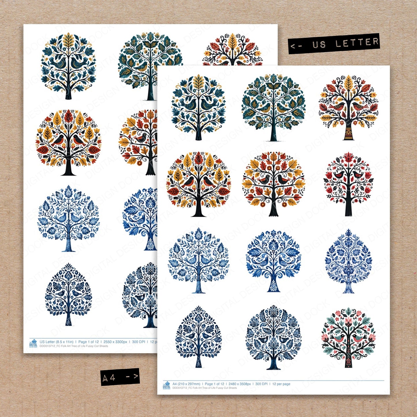 Folk Art Tree of Life Fussy Cut Sheets (DDD013712)