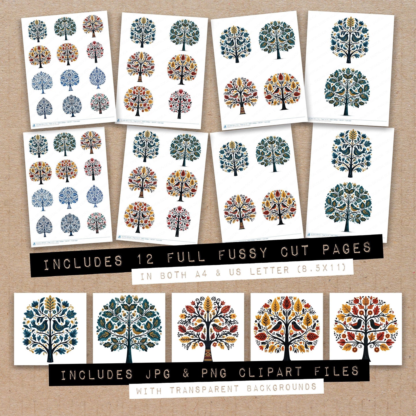 Folk Art Tree of Life Fussy Cut Sheets (DDD013712)