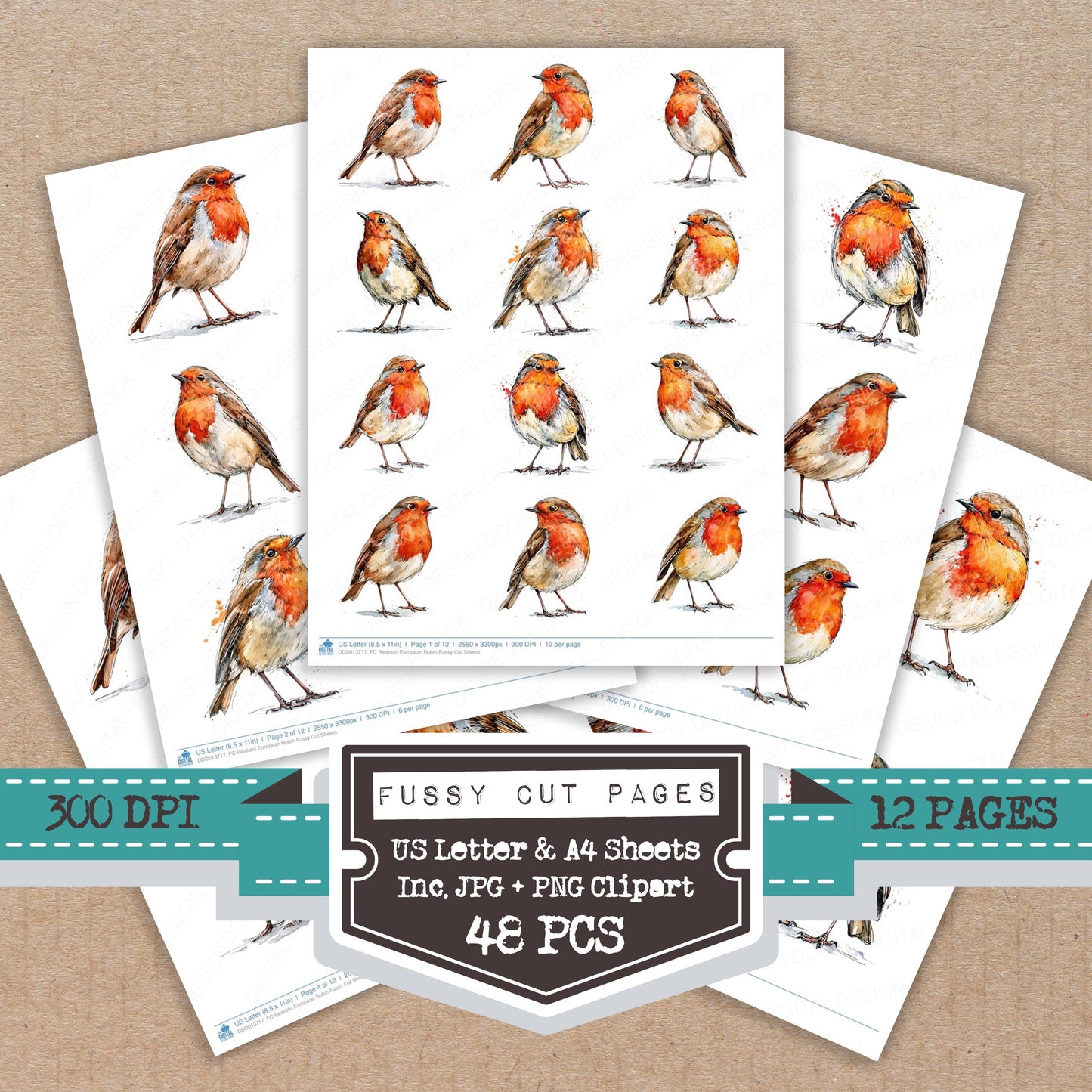 Realistic European Robin Fussy Cut Sheets (DDD013717)