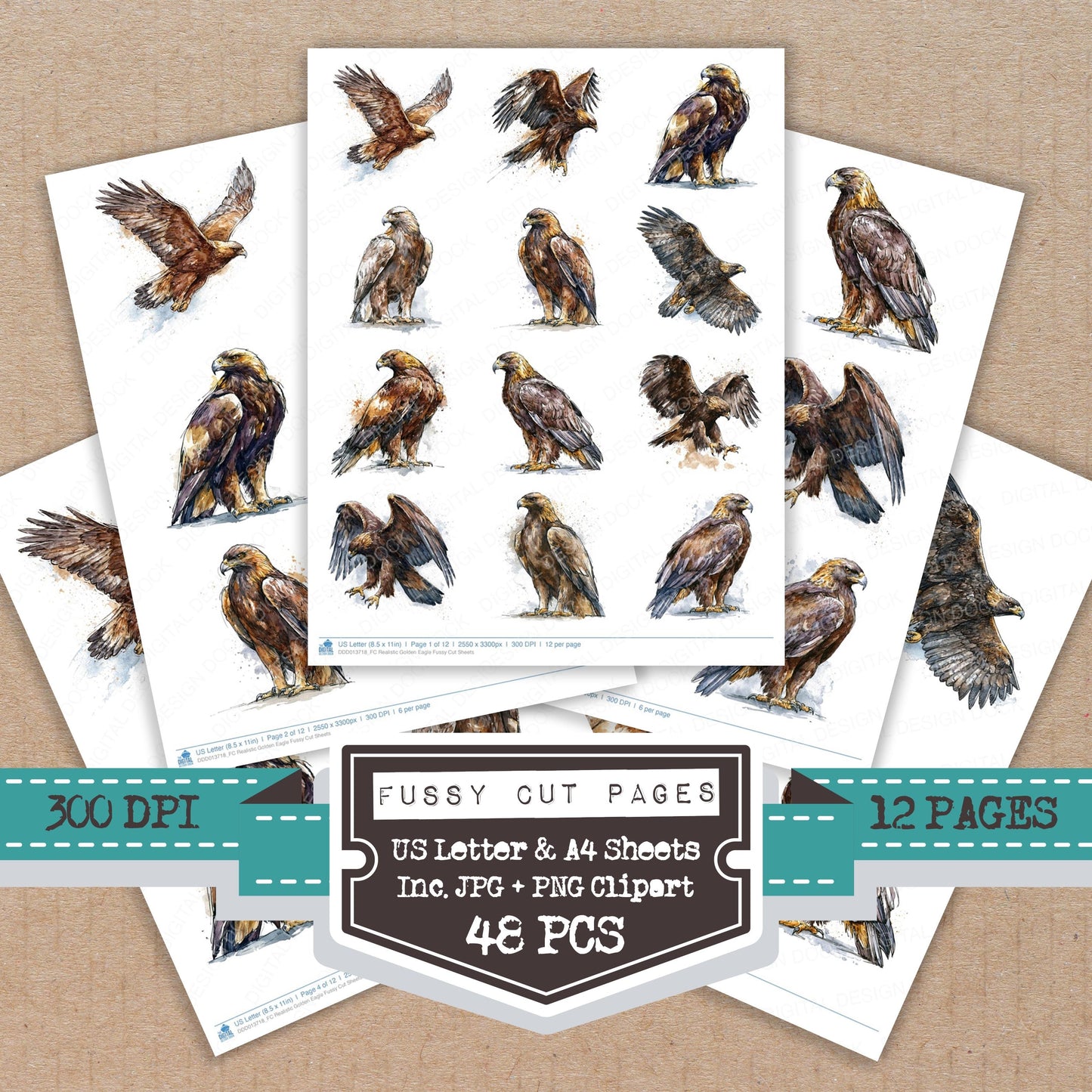 Realistic Golden Eagle Fussy Cut Sheets (DDD013718)