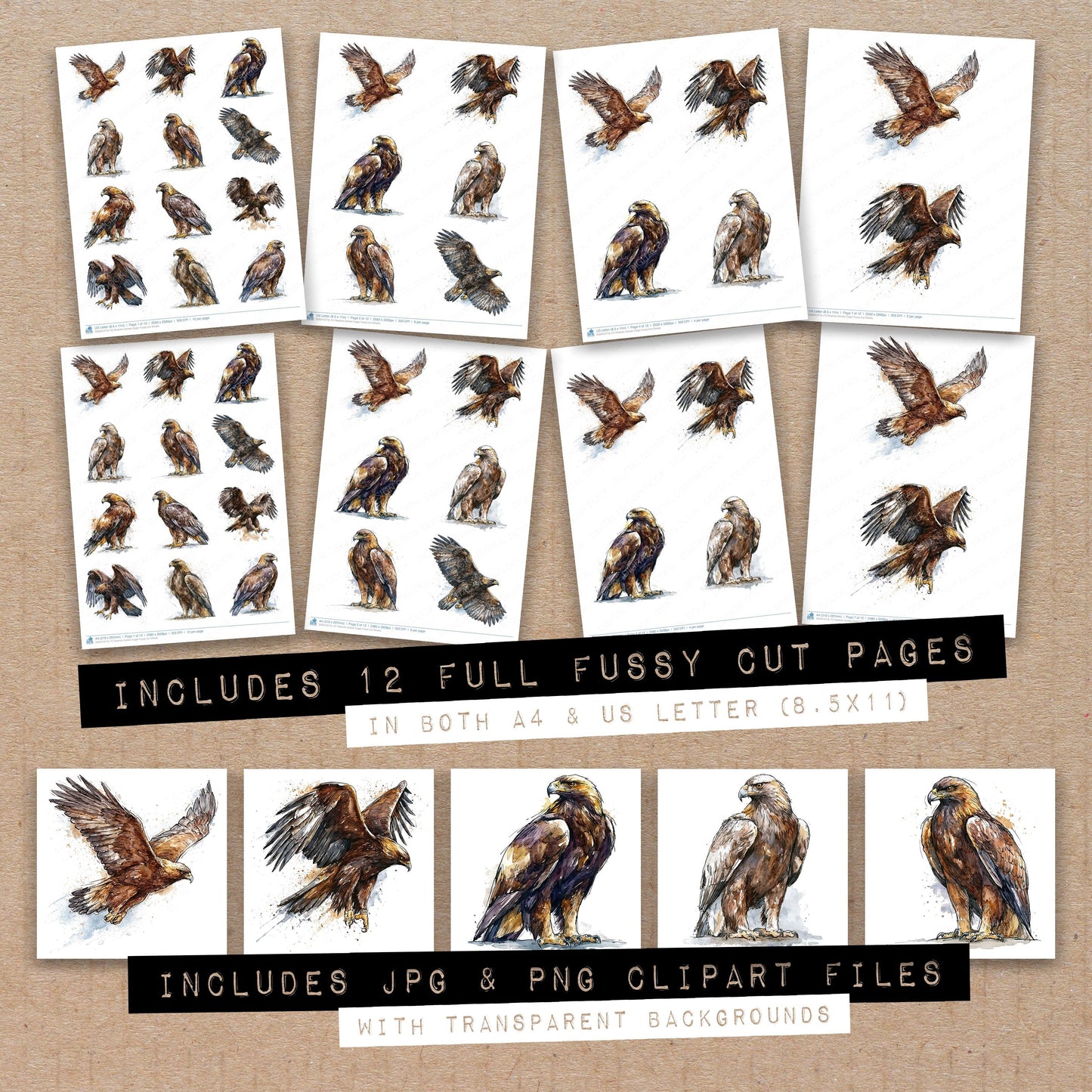 Realistic Golden Eagle Fussy Cut Sheets (DDD013718)