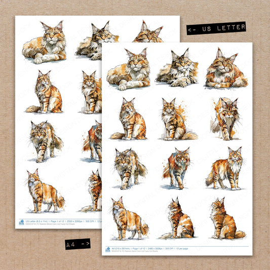 Realistic Maine Coon Cat Fussy Cut Sheets (DDD013719)