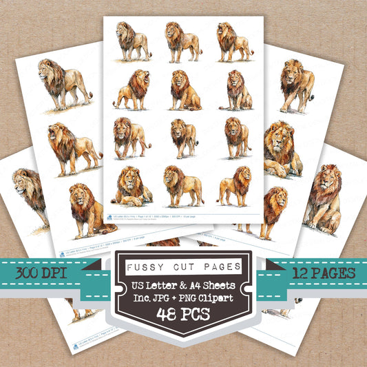 Realistic Male Lion Fussy Cut Sheets (DDD013720)