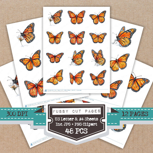 Realistic Monarch Butterfly Fussy Cut Sheets (DDD013721)