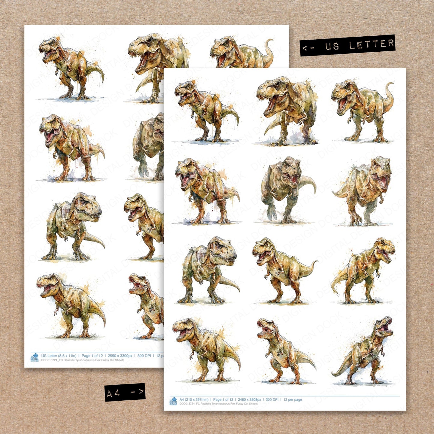 Realistic Tyrannosaurus Rex Fussy Cut Sheets (DDD013724)