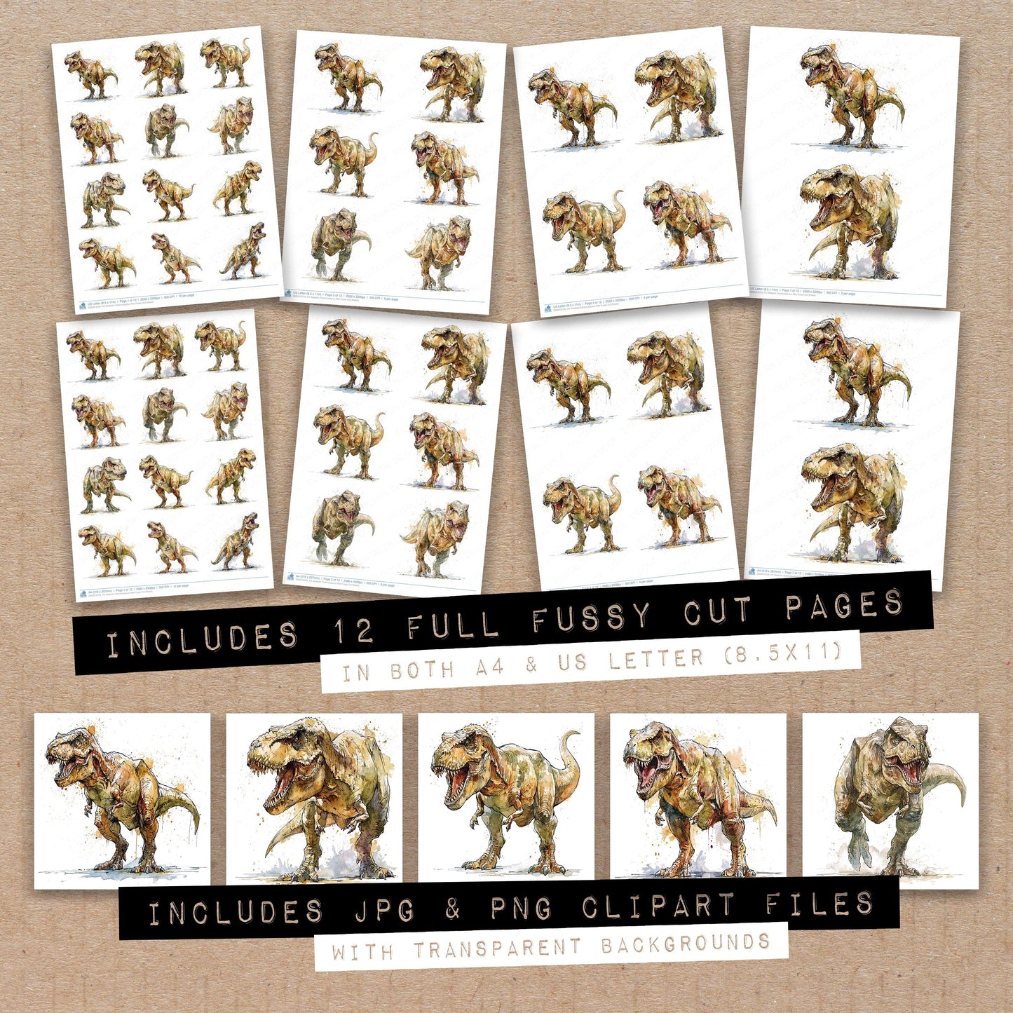Realistic Tyrannosaurus Rex Fussy Cut Sheets (DDD013724)