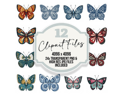 Folk Art Butterfly Clipart Set (DDD013725)