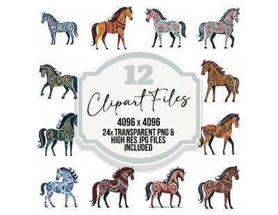 Folk Art Horse Clipart Set (DDD013726)