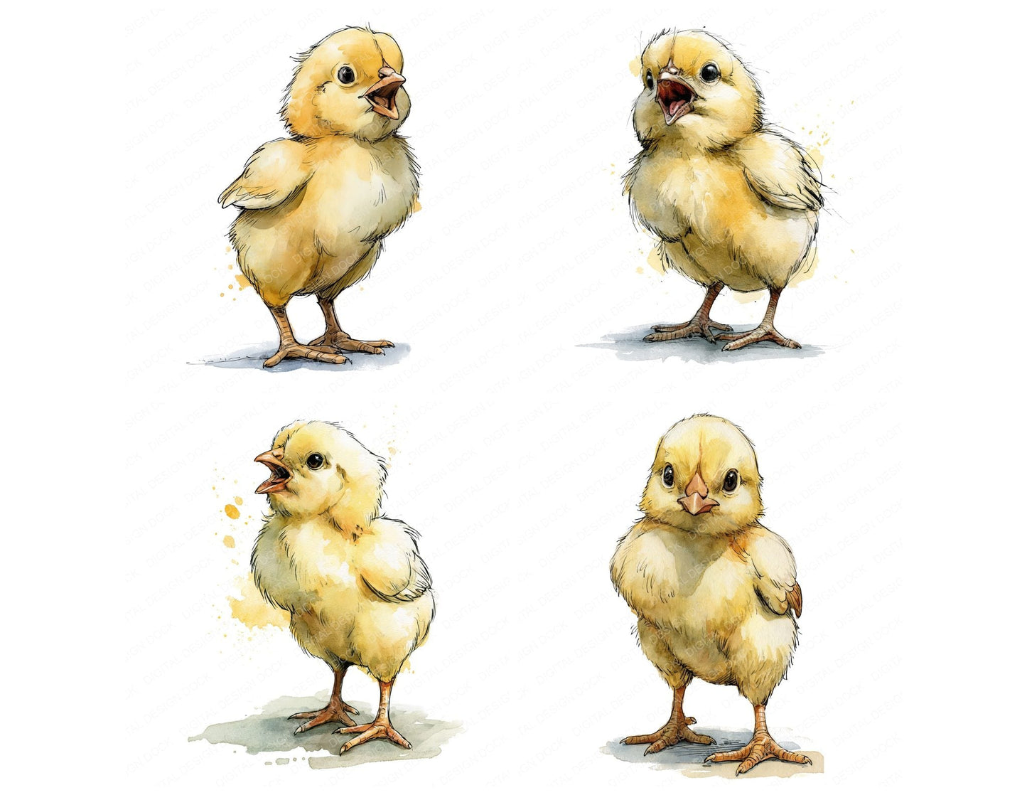 Realistic Baby Chick Clipart Set (DDD013728)