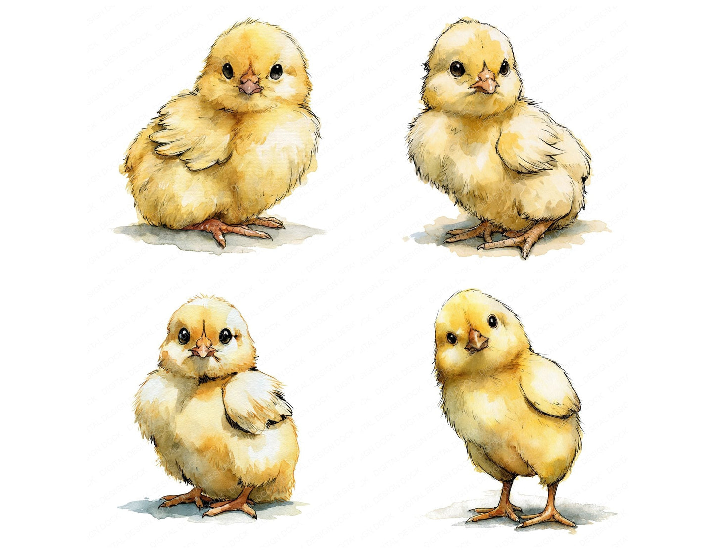 Realistic Baby Chick Clipart Set (DDD013728)