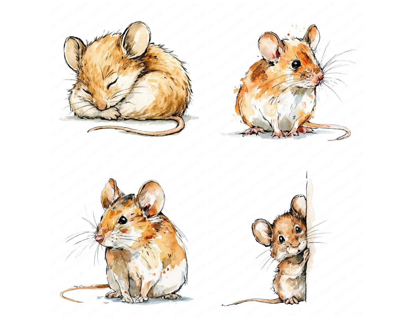 Realistic Baby Mouse Clipart Set (DDD013731)