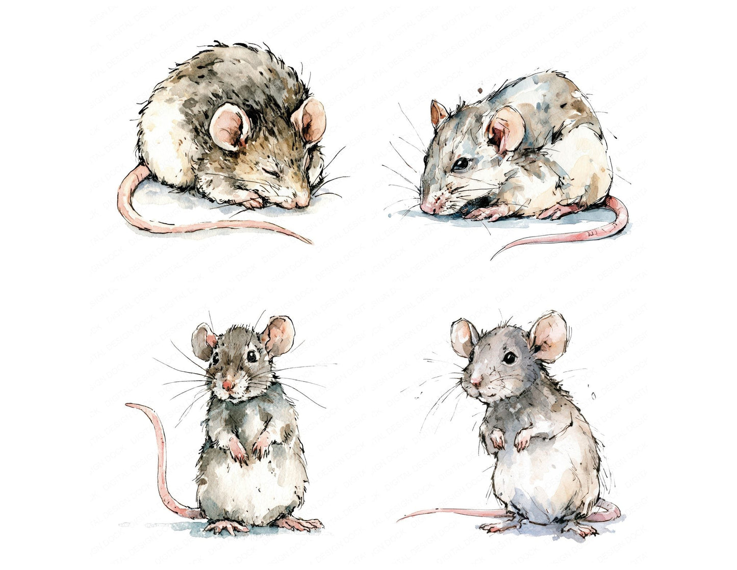 Realistic Baby Rat Clipart Set (DDD013734)