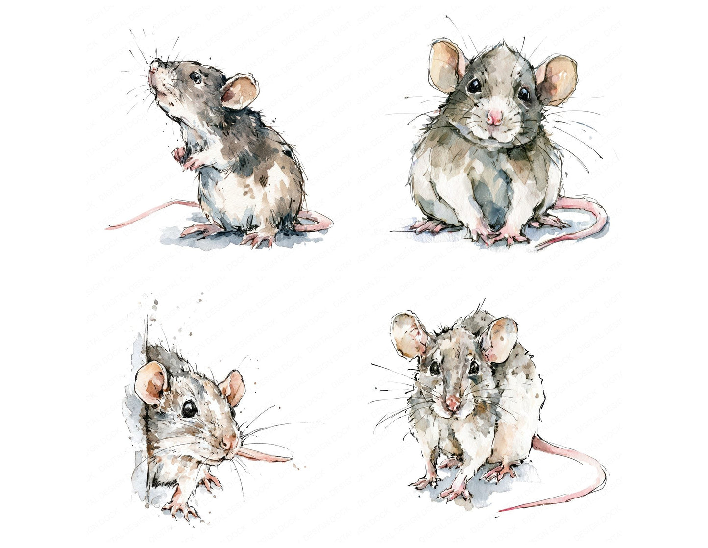 Realistic Baby Rat Clipart Set (DDD013734)