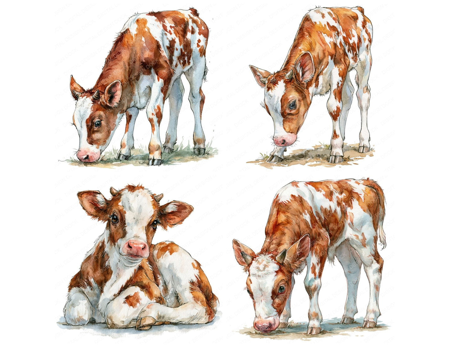 Realistic Calf Clipart Set (DDD013735)