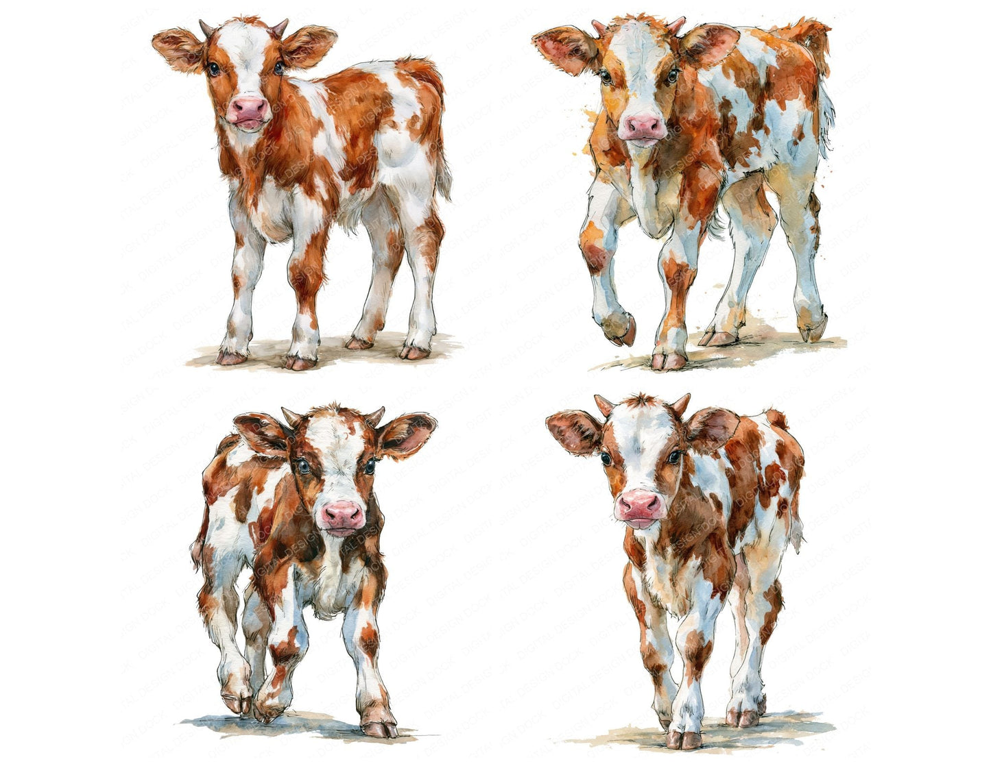 Realistic Calf Clipart Set (DDD013735)