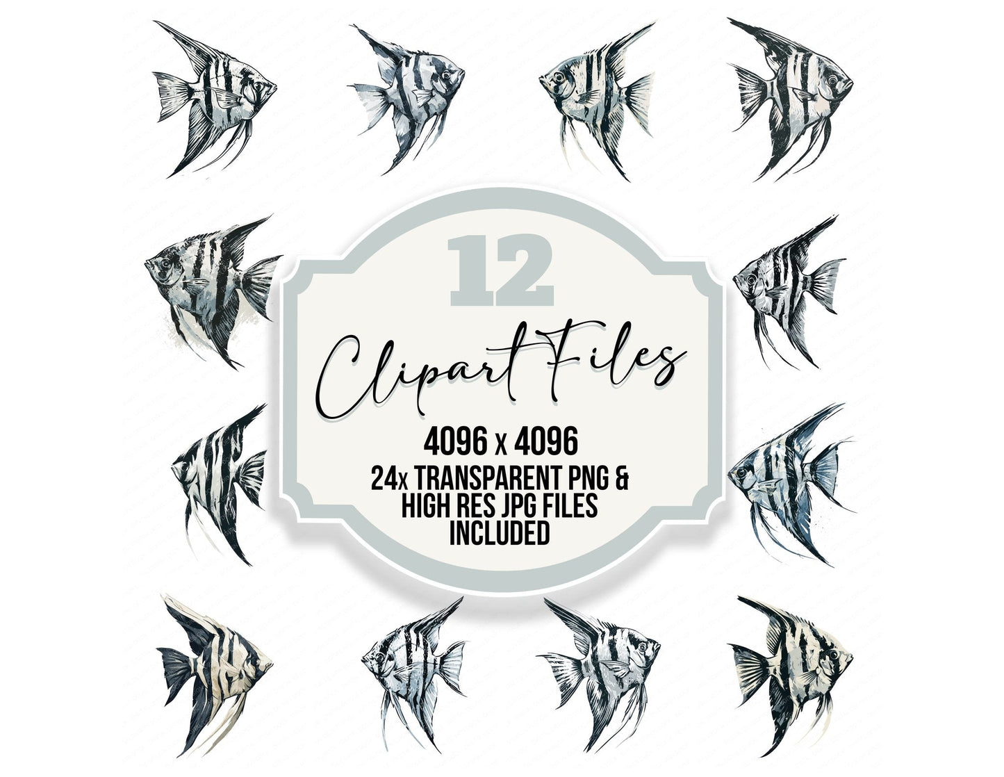 Stylised Angelfish Clipart Set (DDD013737)