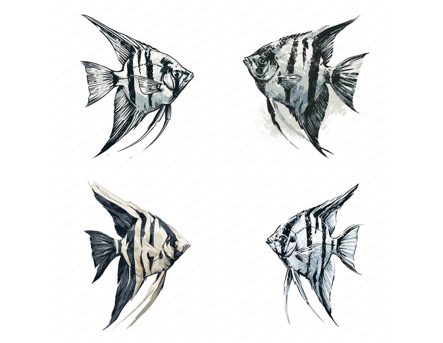 Stylised Angelfish Clipart Set (DDD013737)