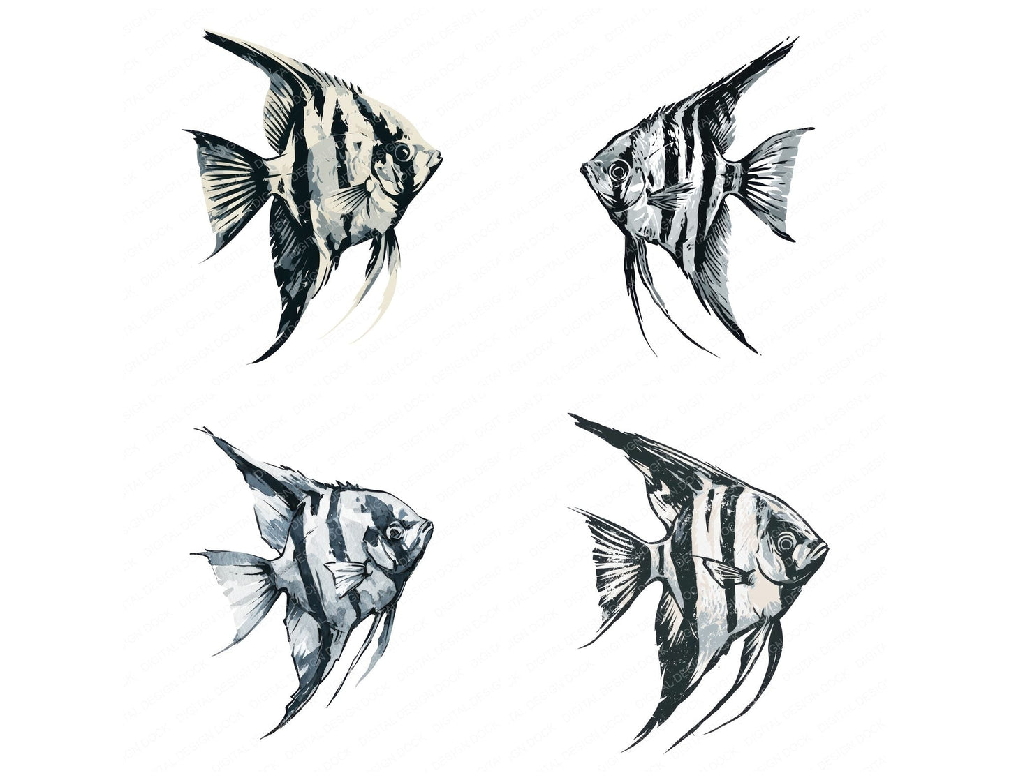 Stylised Angelfish Clipart Set (DDD013737)