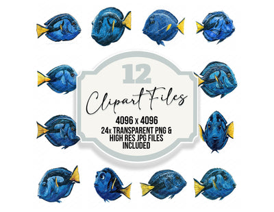 Stylised Blue Tang Clipart Set (DDD013738)