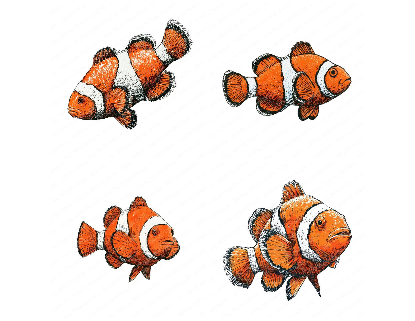 Stylised Clownfish Clipart Set (DDD013739)